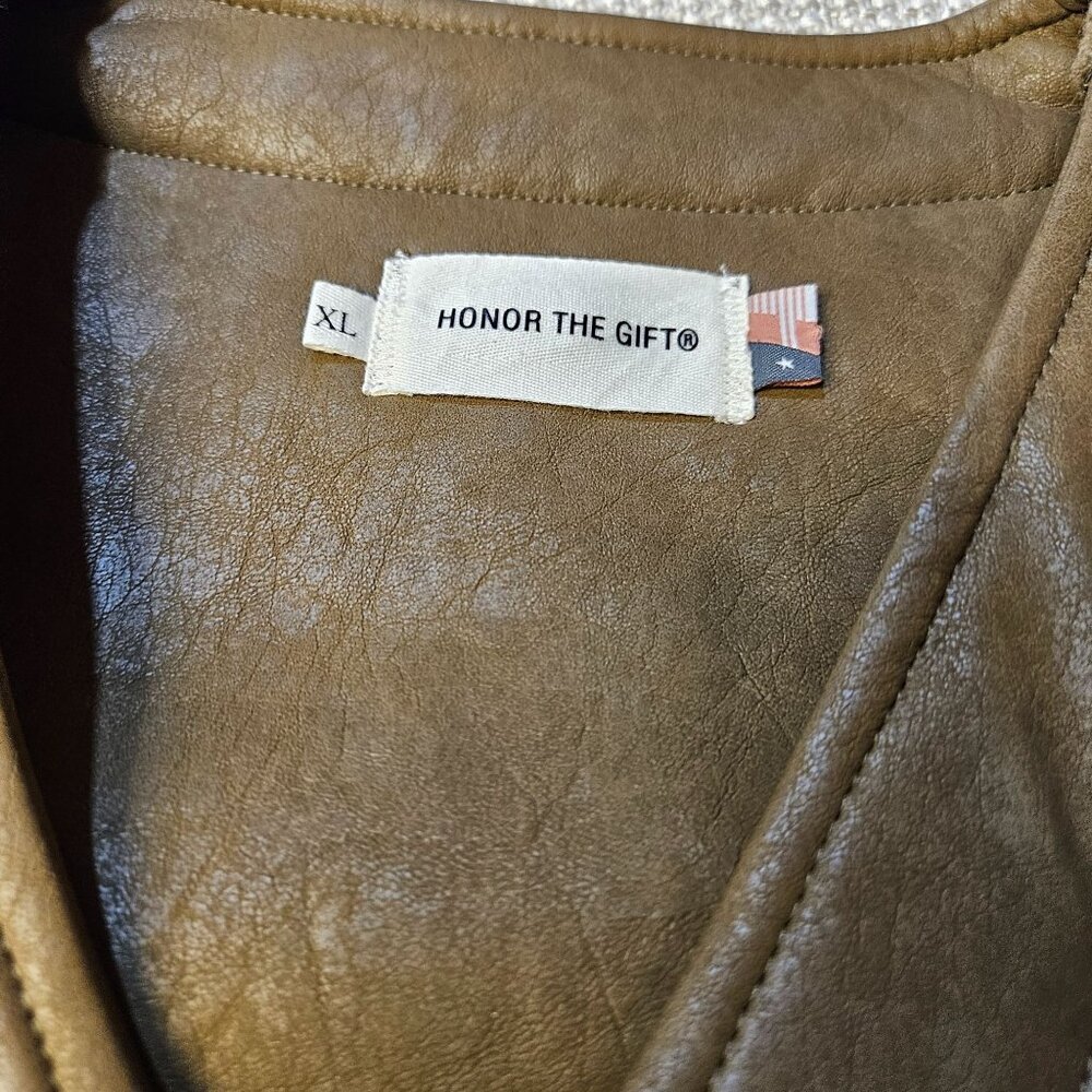 Honor The Gift Olive Brown Sherpa Vest XL With Button Front Embroidered H Logo - Picture 5 of 14